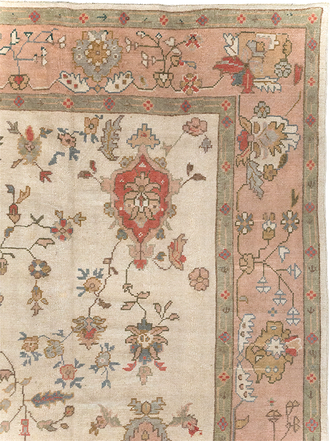 Vintage Turkish Oushak Large Carpet, No.31904 - Staging