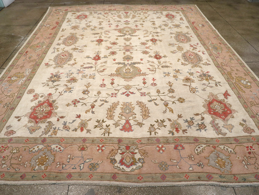 Vintage Turkish Oushak Large Carpet, No.31904 - Staging