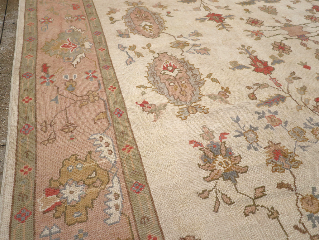 Vintage Turkish Oushak Large Carpet, No.31904 - Staging