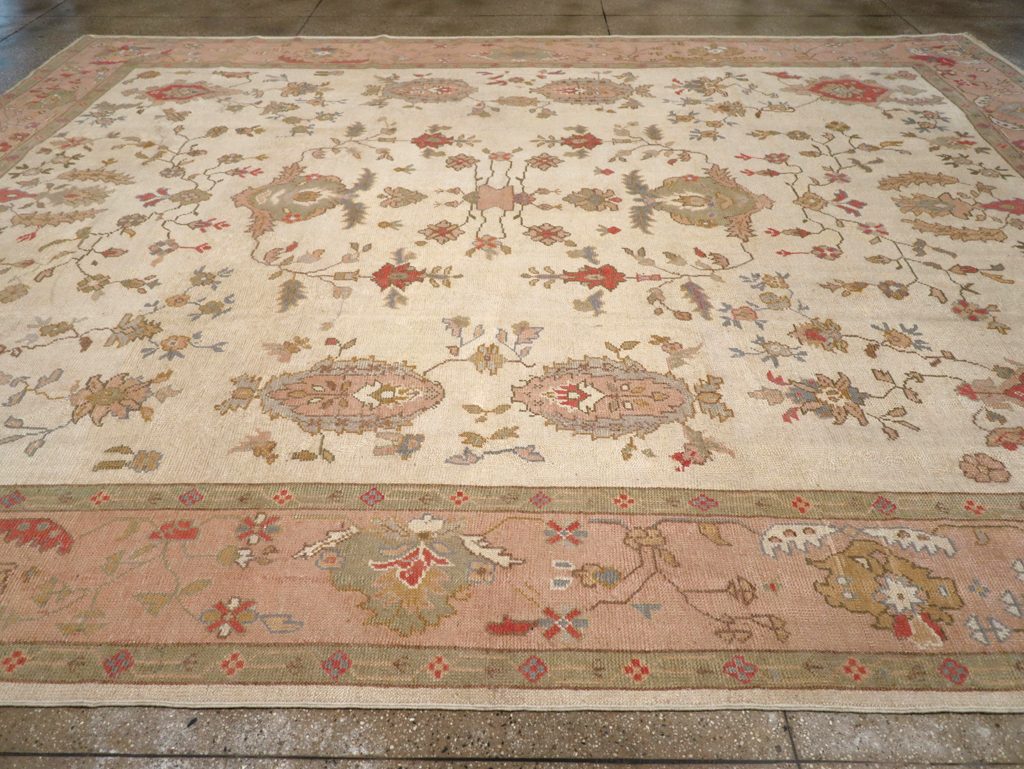 Vintage Turkish Oushak Large Carpet, No.31904 - Staging