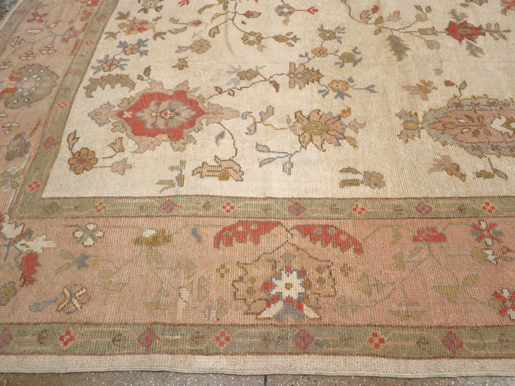 Vintage Turkish Oushak Large Carpet, No.31904 - Staging