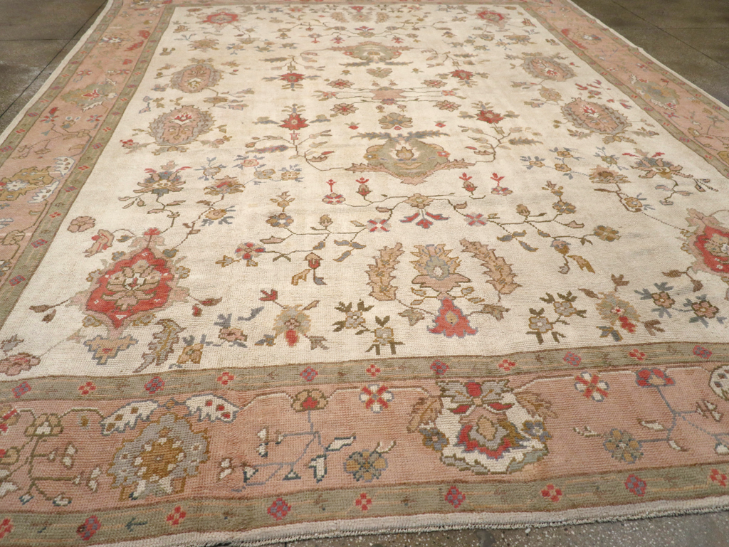 Vintage Turkish Oushak Large Carpet, No.31904 - Staging