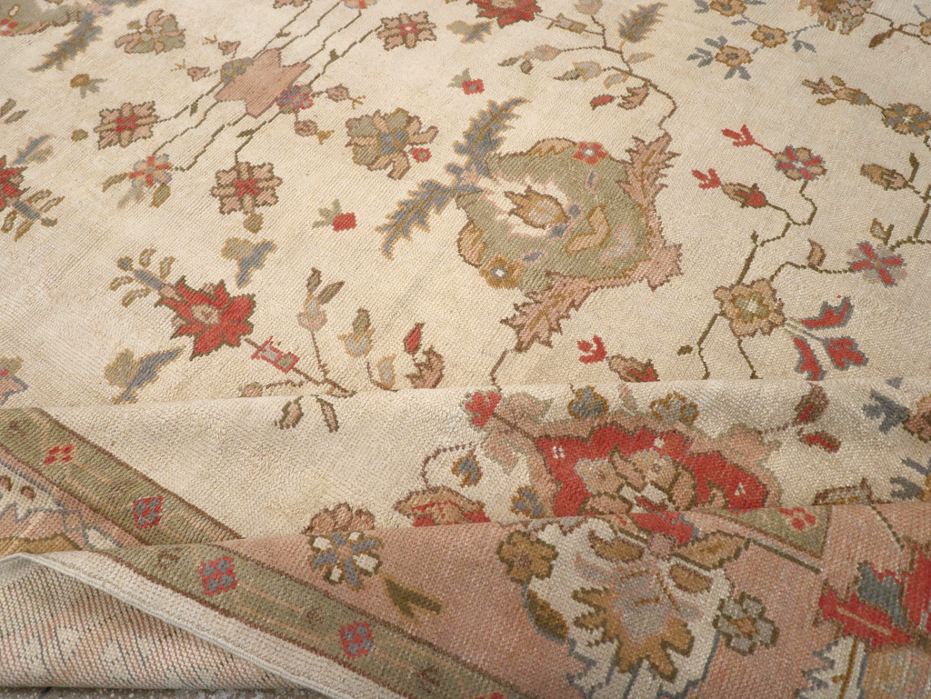 Vintage Turkish Oushak Large Carpet, No.31904 - Staging