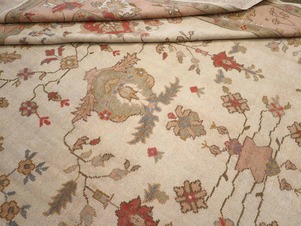 Vintage Turkish Oushak Large Carpet, No.31904 - Staging