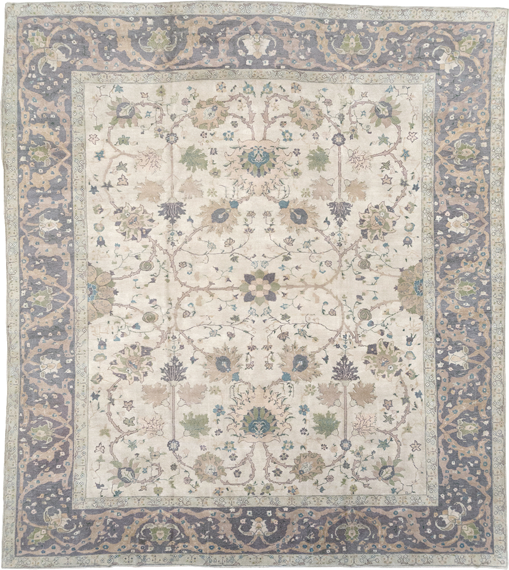 Vintage Turkish Oushak Large Square Room Size Carpet, No.31911 - Staging