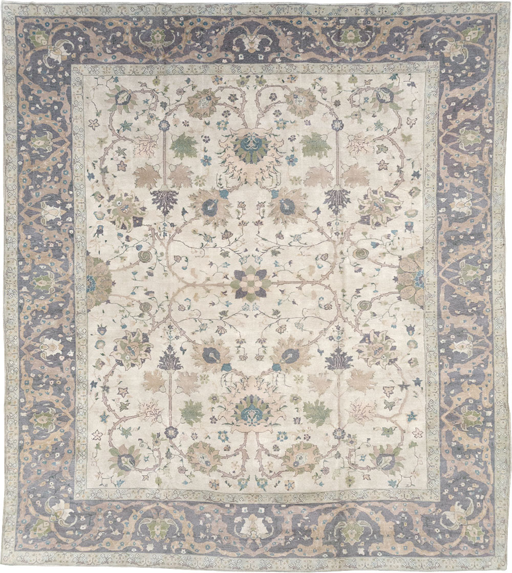 Vintage Turkish Oushak Large Square Room Size Carpet, No.31911 - Staging