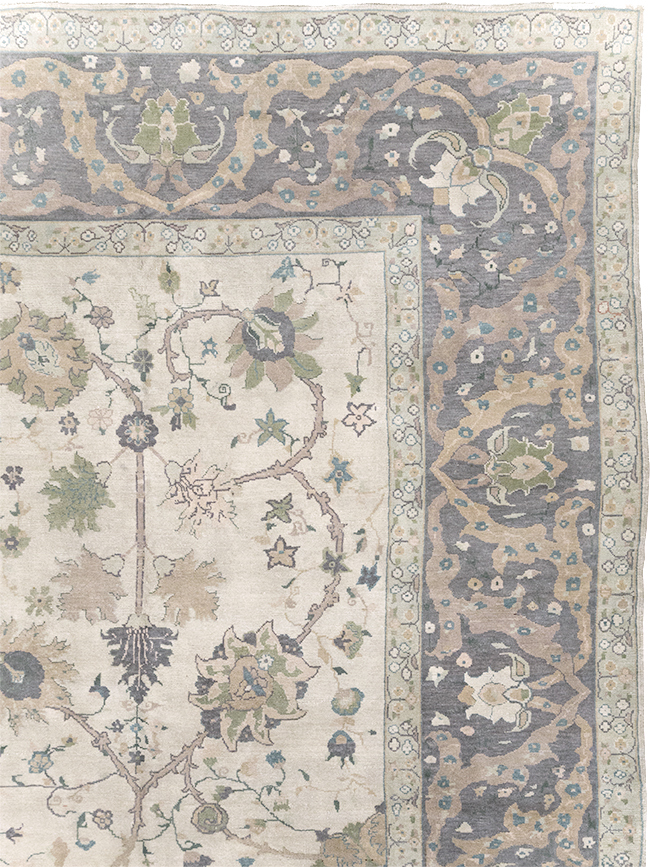Vintage Turkish Oushak Large Square Room Size Carpet, No.31911 - Staging