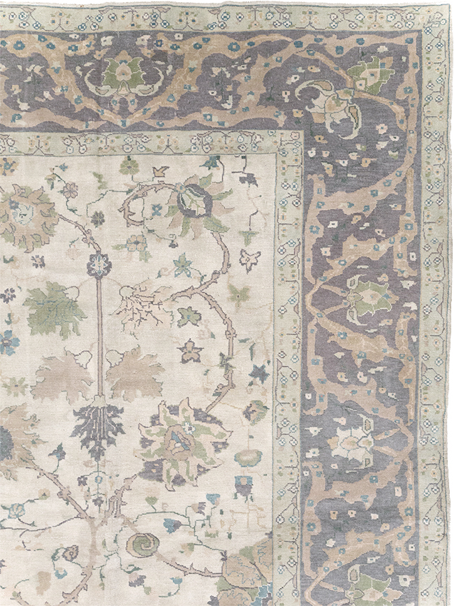 Vintage Turkish Oushak Large Square Room Size Carpet, No.31911 - Staging