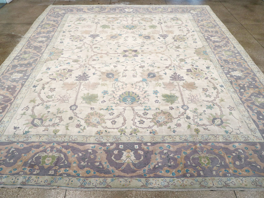 Vintage Turkish Oushak Large Square Room Size Carpet, No.31911 - Staging