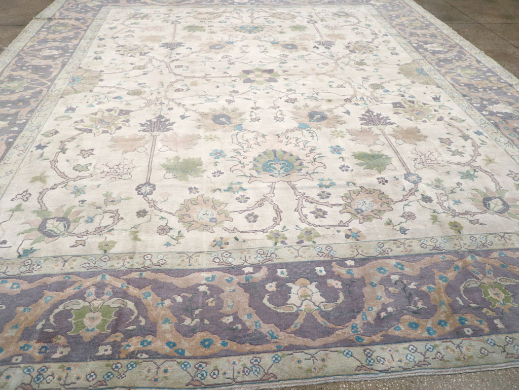 Vintage Turkish Oushak Large Square Room Size Carpet, No.31911 - Staging