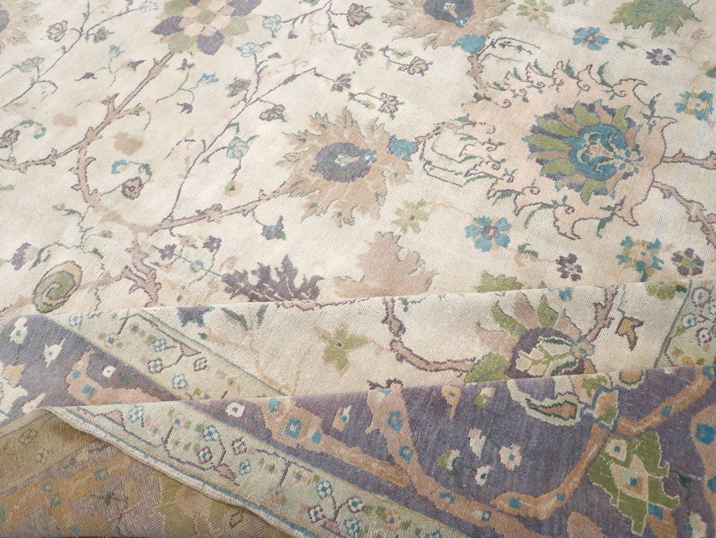 Vintage Turkish Oushak Large Square Room Size Carpet, No.31911 - Staging