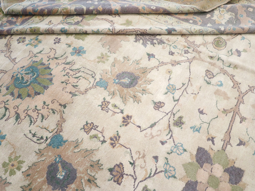 Vintage Turkish Oushak Large Square Room Size Carpet, No.31911 - Staging