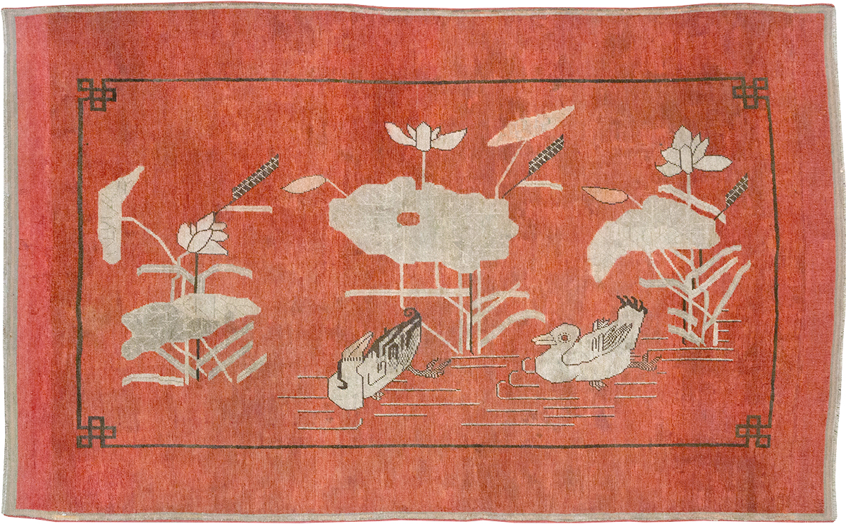 Antique East Turkestan Khotan Pictorial Accent Rug, No.31913 - Staging