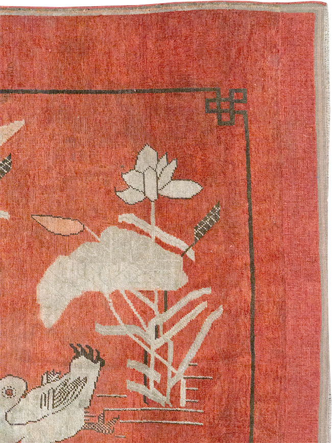 Antique East Turkestan Khotan Pictorial Accent Rug, No.31913 - Staging