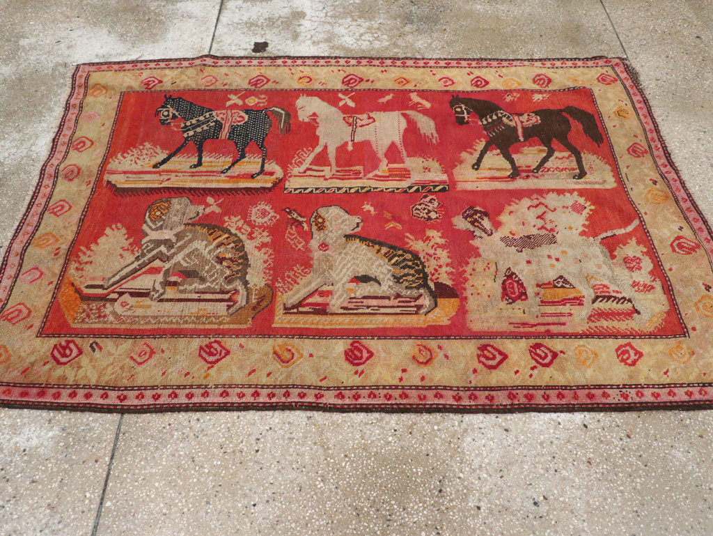 Antique Russian Karabagh Pictorial Rug, No.31914 - Staging