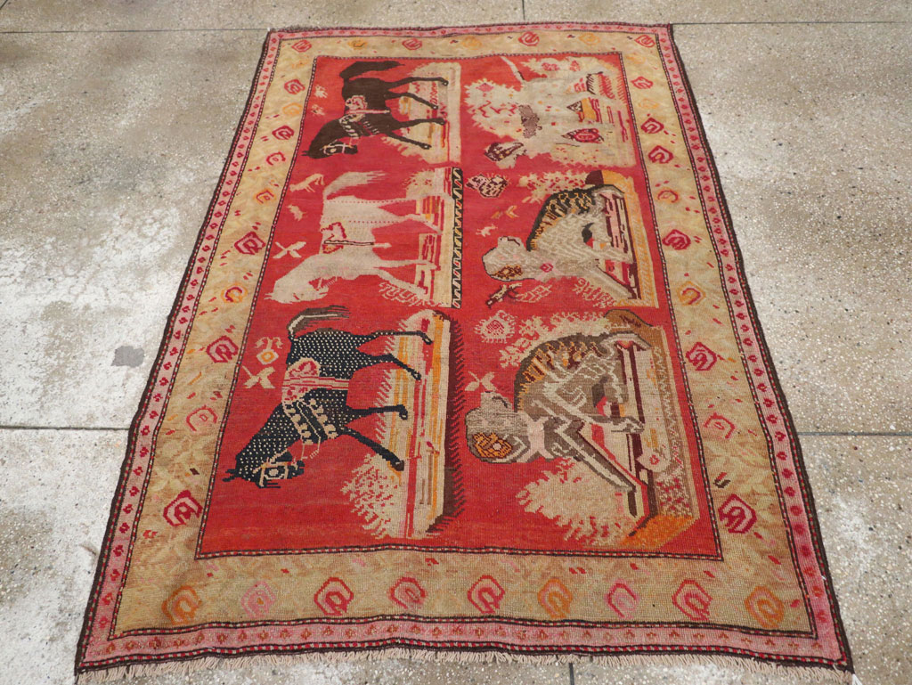 Antique Russian Karabagh Pictorial Rug, No.31914 - Staging