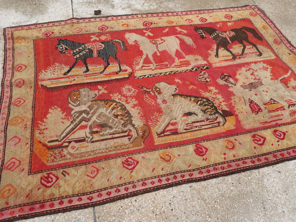 Antique Russian Karabagh Pictorial Rug, No.31914 - Staging