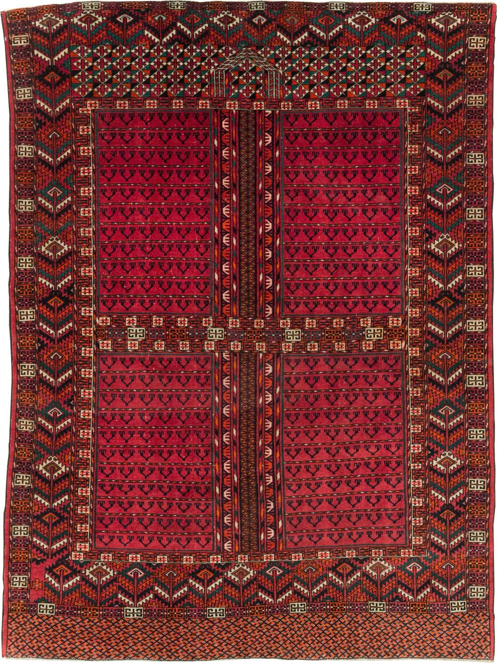 Vintage Central Asian Tekke Accent Rug, No.31915 - Staging