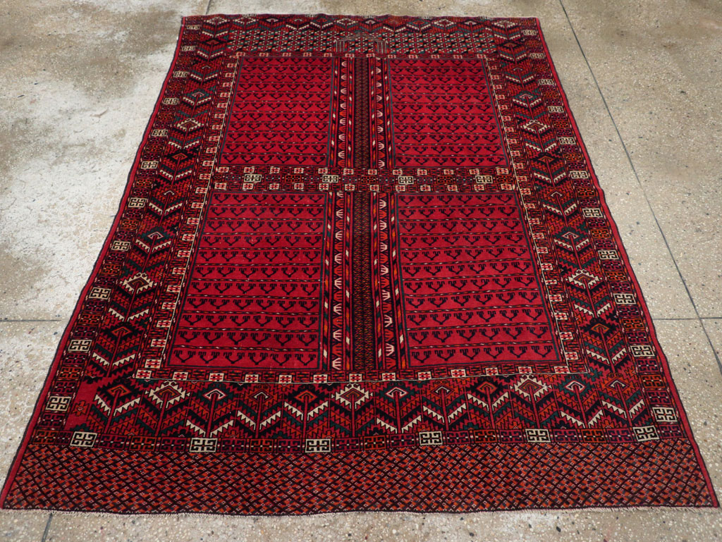Vintage Central Asian Tekke Accent Rug, No.31915 - Staging