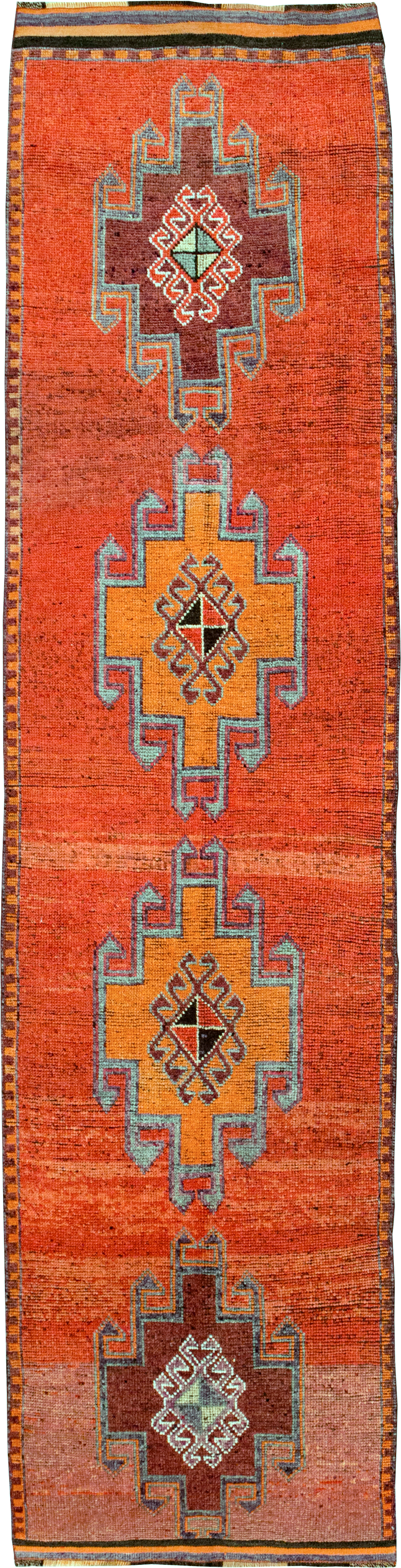 Vintage Turkish Anatolian Tribal Runner, No.31919 - Staging