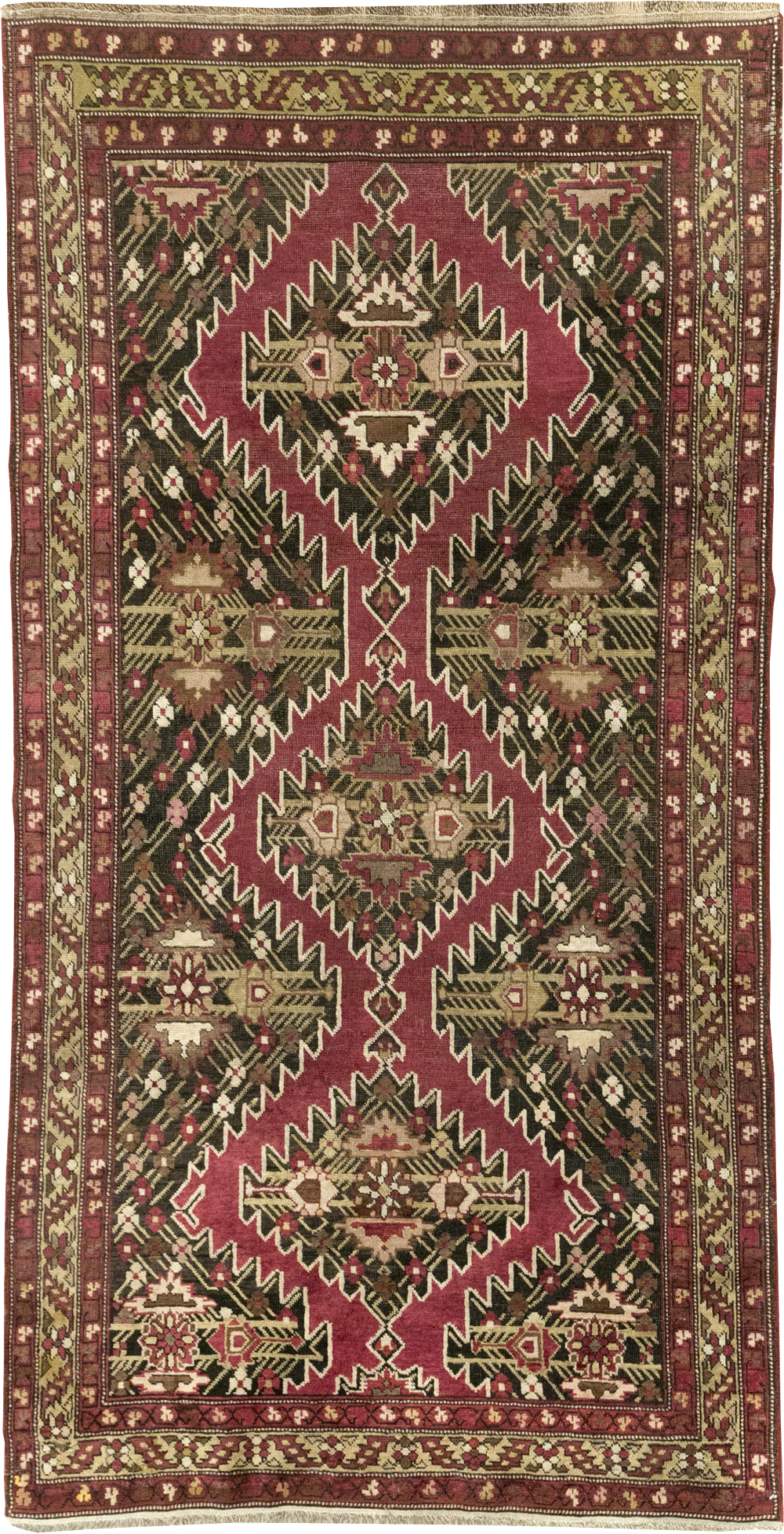 Antique Russian Karabagh Accent Rug, No.31923 - Staging