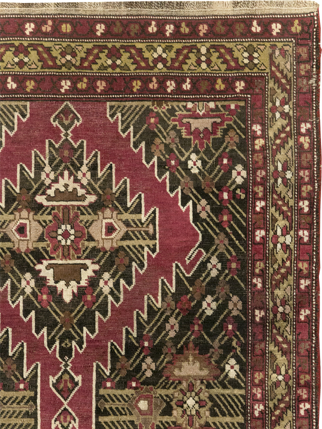 Antique Russian Karabagh Accent Rug, No.31923 - Staging