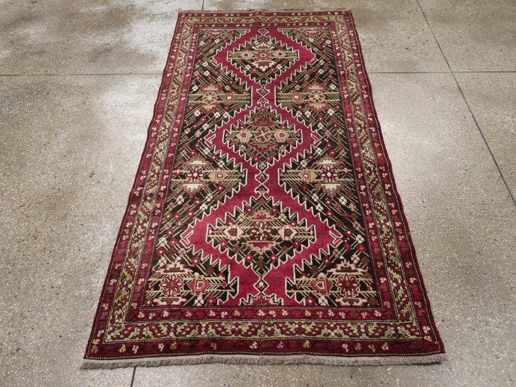 Antique Russian Karabagh Accent Rug, No.31923 - Staging