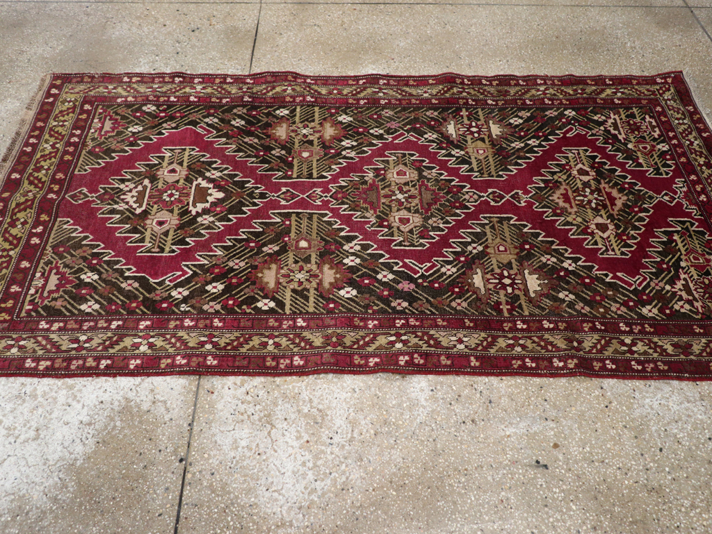 Antique Russian Karabagh Accent Rug, No.31923 - Staging