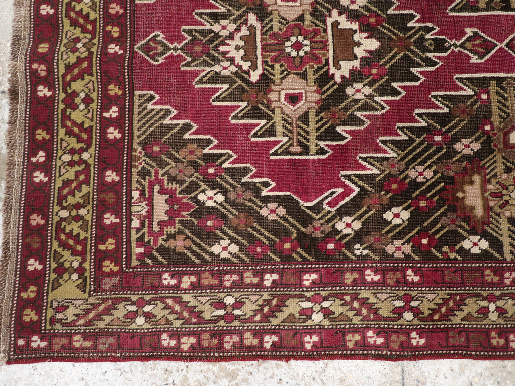 Antique Russian Karabagh Accent Rug, No.31923 - Staging