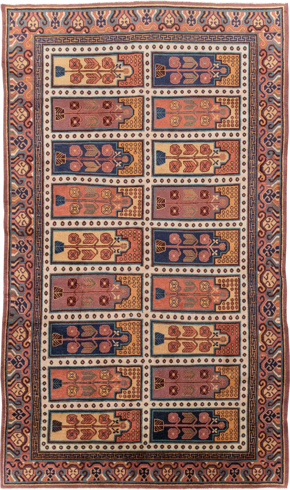 Vintage East Turkestan Khotan Accent Carpet, No.31937 - Staging