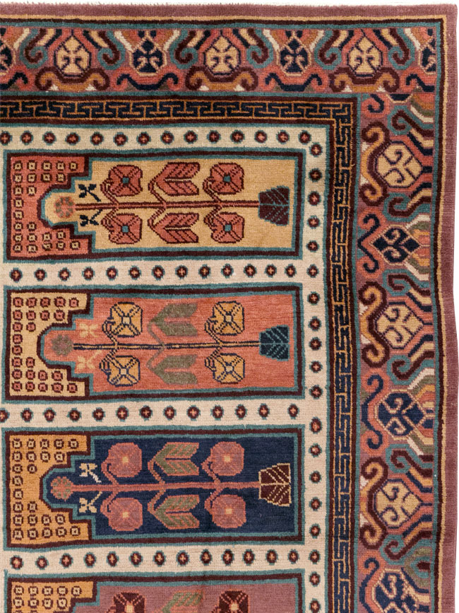 Vintage East Turkestan Khotan Accent Carpet, No.31937 - Staging