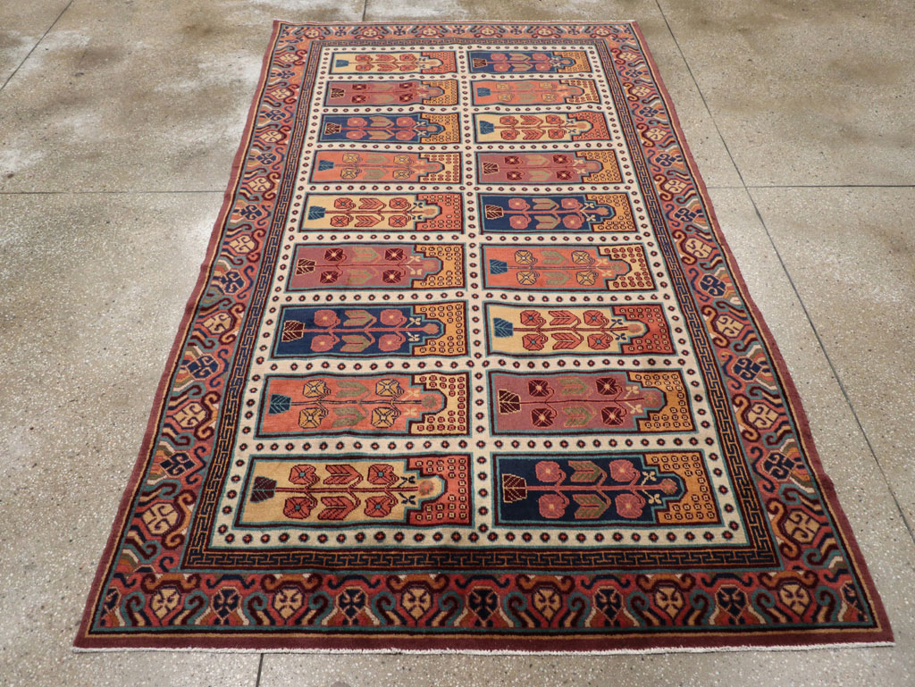 Vintage East Turkestan Khotan Accent Carpet, No.31937 - Staging