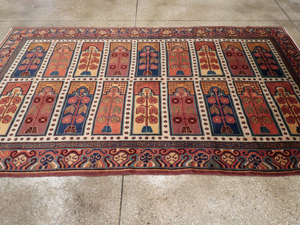 Vintage East Turkestan Khotan Accent Carpet, No.31937 - Staging
