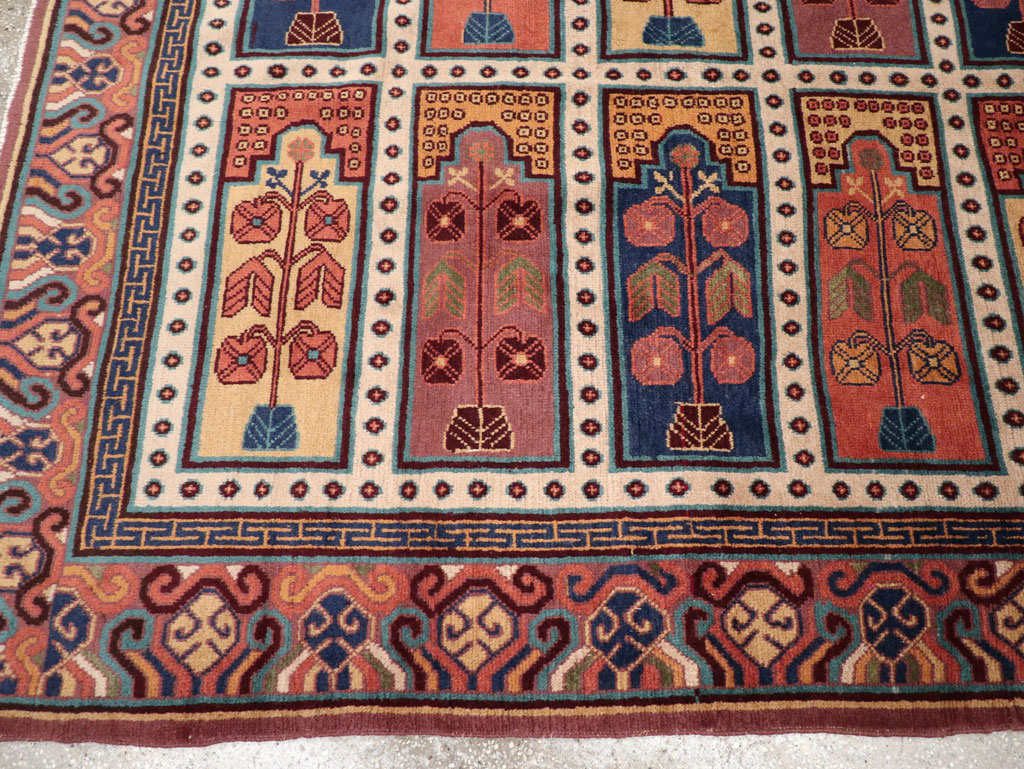 Vintage East Turkestan Khotan Accent Carpet, No.31937 - Staging