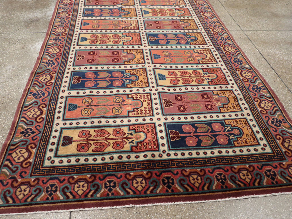 Vintage East Turkestan Khotan Accent Carpet, No.31937 - Staging