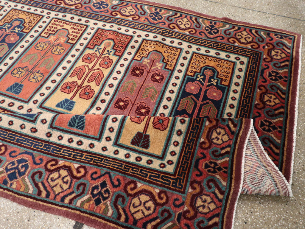 Vintage East Turkestan Khotan Accent Carpet, No.31937 - Staging