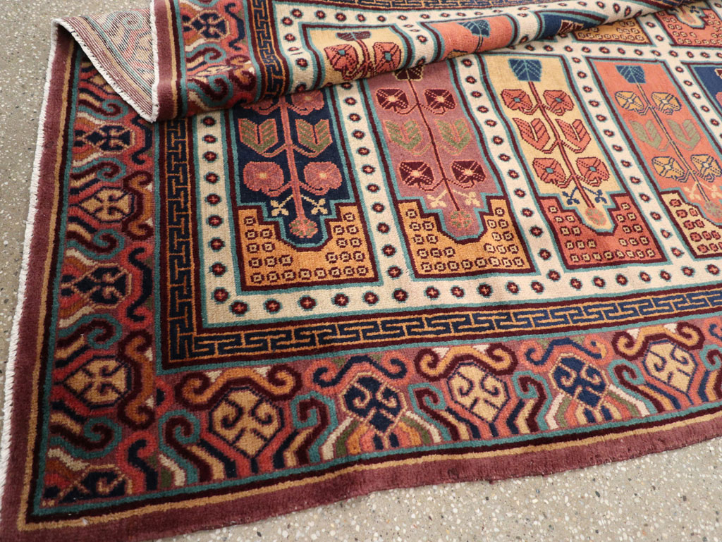 Vintage East Turkestan Khotan Accent Carpet, No.31937 - Staging