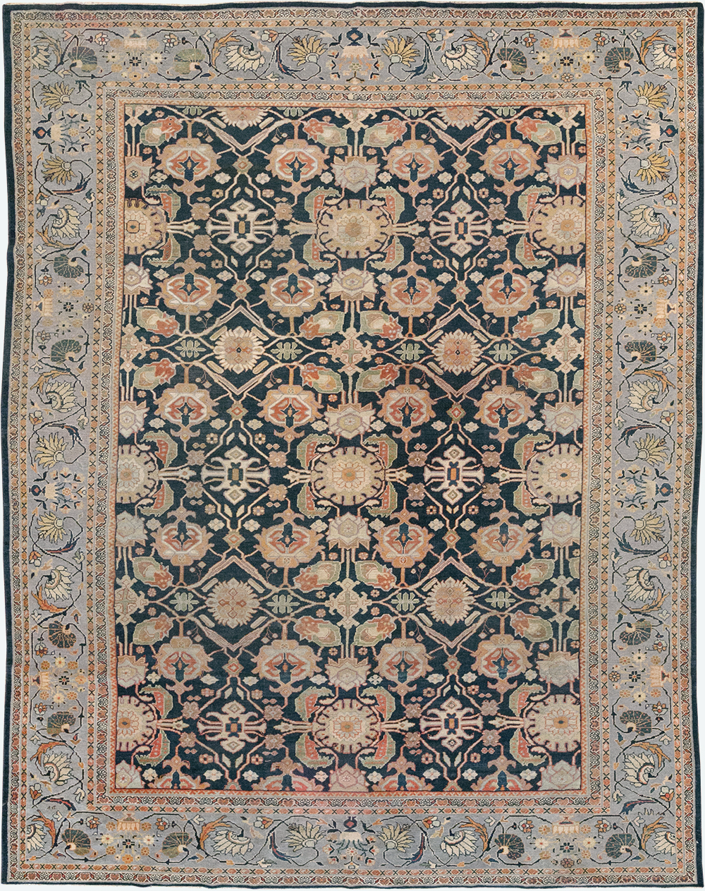 Antique Persian Mahal Room Size Carpet, No.31942 - Staging