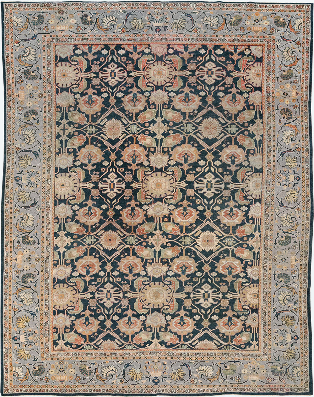 Antique Persian Mahal Room Size Carpet, No.31942 - Staging