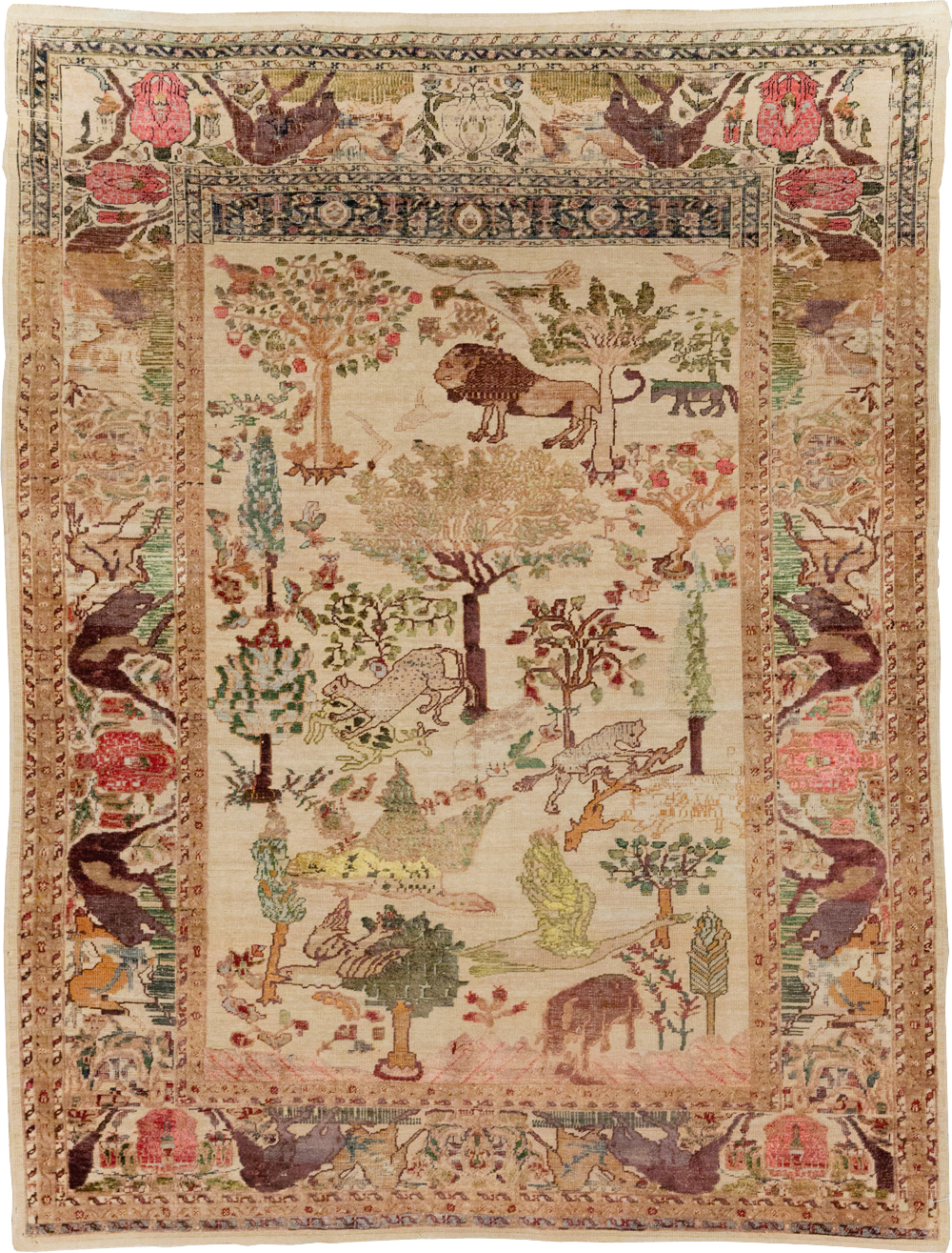 Antique Pictorial Kayseri Rug, No.31951 - Staging
