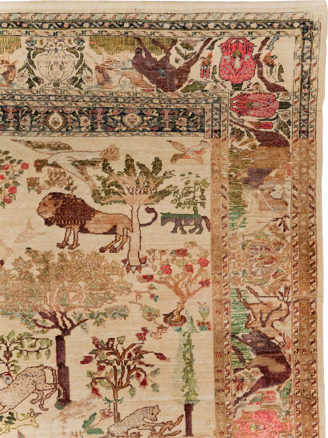 Antique Pictorial Kayseri Rug, No.31951 - Staging