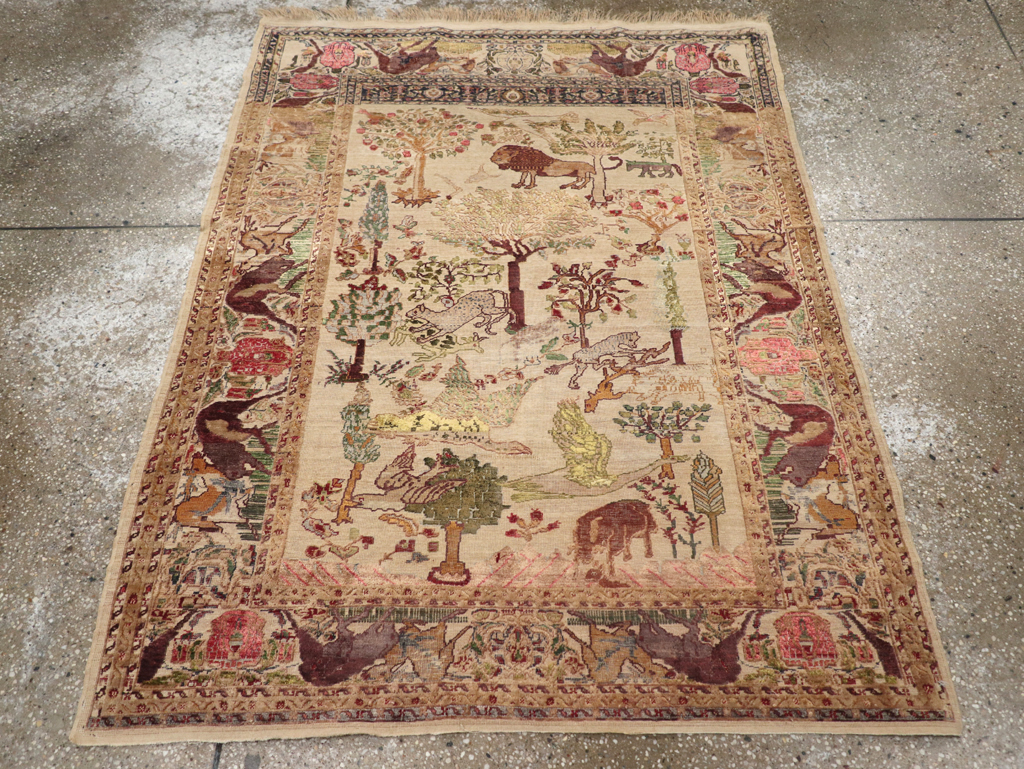 Antique Pictorial Kayseri Rug, No.31951 - Staging