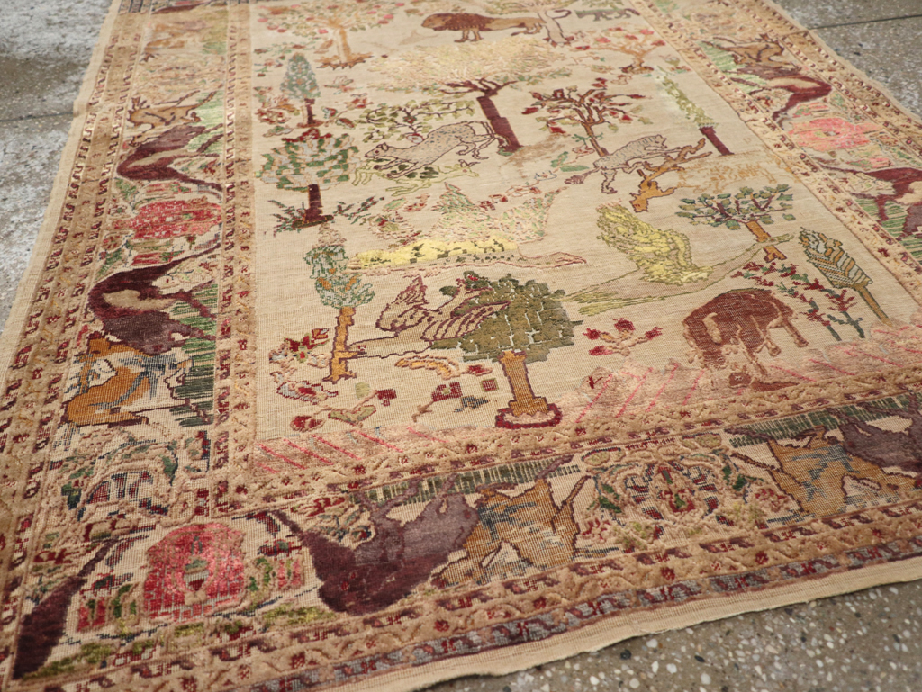 Antique Pictorial Kayseri Rug, No.31951 - Staging