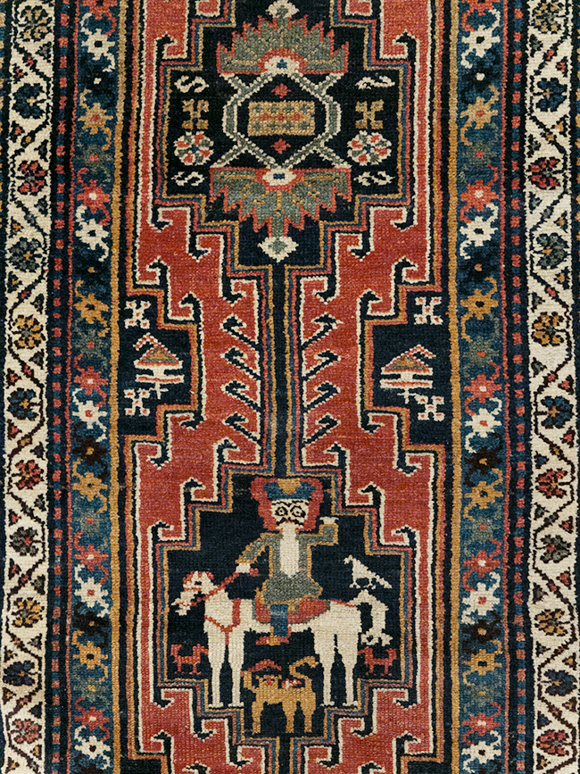 Antique Persian Kurdish Pictorial Rug, No.31953 - Staging