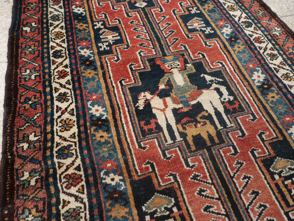 Antique Persian Kurdish Pictorial Rug, No.31953 - Staging