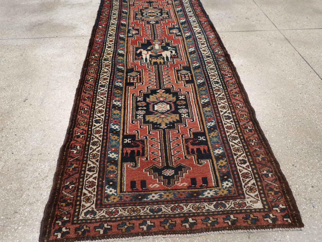Antique Persian Kurdish Pictorial Rug, No.31953 - Staging