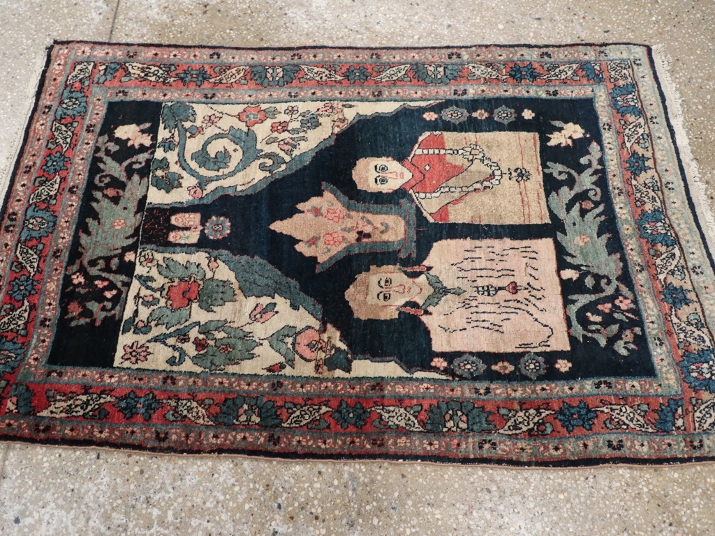 Antique Persian Bidjar Pictorial Rug, No.31954 - Staging