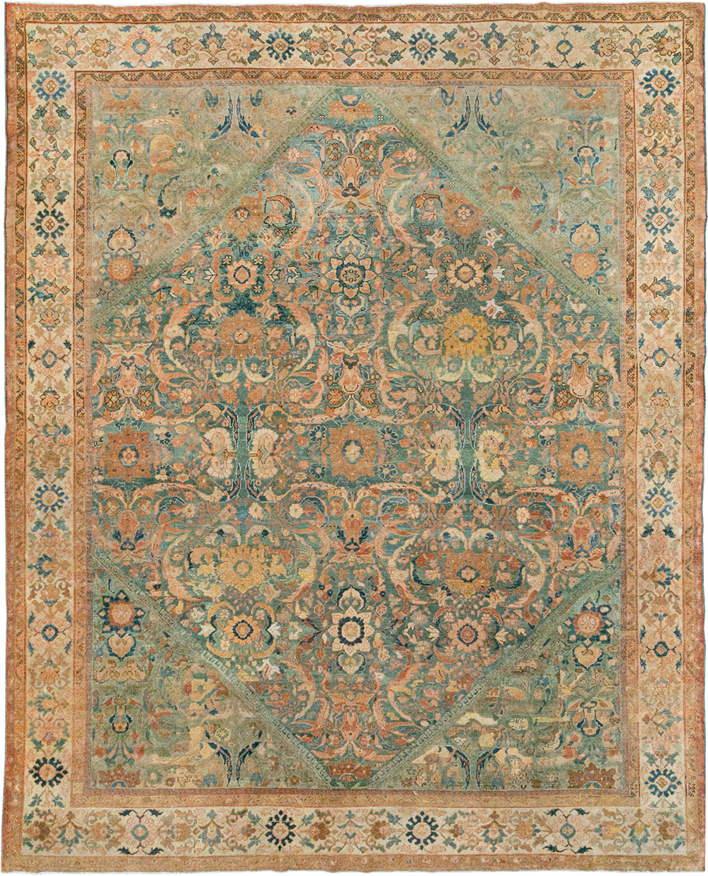 Antique Persian Mahal Room Size Carpet, No.31964 - Staging