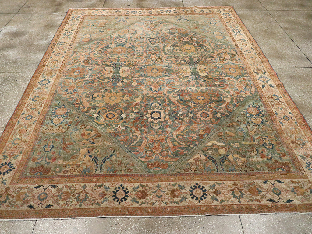 Antique Persian Mahal Room Size Carpet, No.31964 - Staging