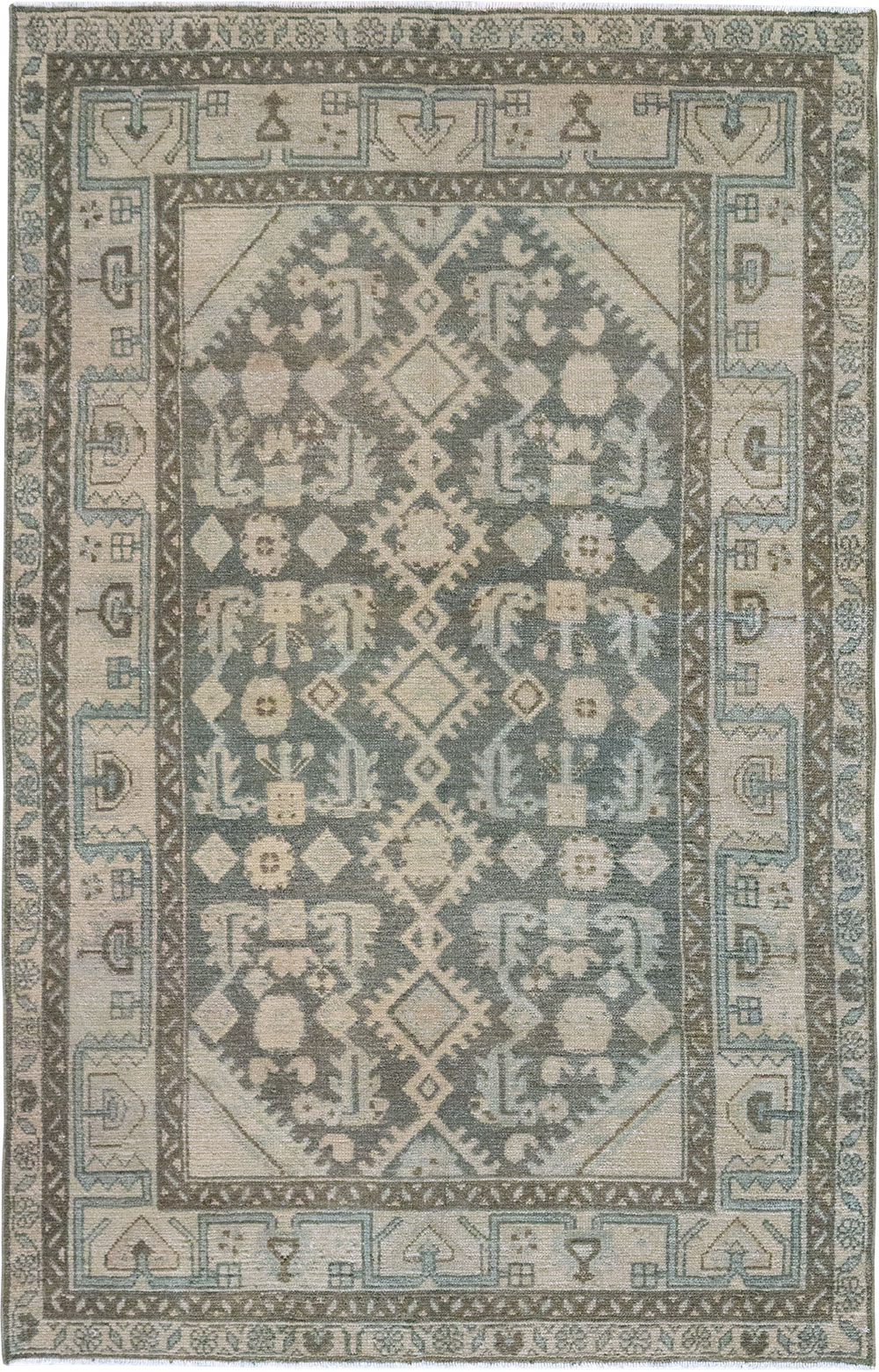 Vintage Persian Malayer Throw Rug (Pair: 2 of 2), No.31984 - Staging